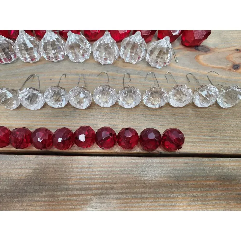 Red & Clear Acrylic Spheres Plastic Balls 44 Pieces Ornaments